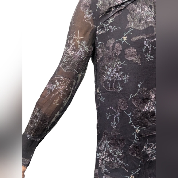 Grey Jason Wu Silk Blend Floral Sheer Blouse Feminine Romantic Evening 0 - Picture 5 of 9